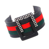 Red Green Ribbon Crystal Charm Bracelet