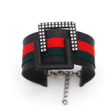 Red Green Ribbon Crystal Charm Bracelet
