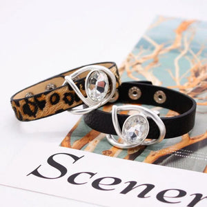 Wide Cuff Bracelet Crystal Geometric Punk Leather Accessories Jewelry