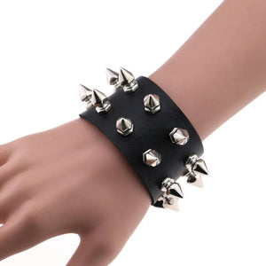 ZIMNO Couple Bracelets Leather Studded Rivet Bracelet Charm Punk Gothic
