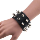 ZIMNO Couple Bracelets Leather Studded Rivet Bracelet Charm Punk Gothic