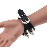 ZIMNO Couple Bracelets Leather Studded Rivet Bracelet Charm Punk Gothic