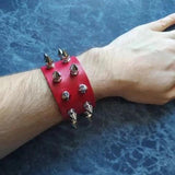 ZIMNO Couple Bracelets Leather Studded Rivet Bracelet Charm Punk Gothic