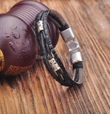 Leather Hemp Braided Surfer Wristband Bracelet Cuff