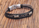 Leather Hemp Braided Surfer Wristband Bracelet Cuff