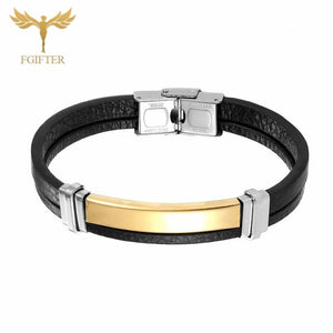Men Leather Bracelets Initial Bangles Male Accessories