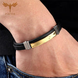 Men Leather Bracelets Initial Bangles Male Accessories