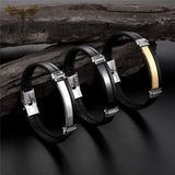 Men Leather Bracelets Initial Bangles Male Accessories