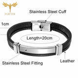 Men Leather Bracelets Initial Bangles Male Accessories