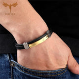 Men Leather Bracelets Initial Bangles Male Accessories
