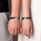Love Hearts Couple Bracelet Men Women Stainless Steel Silicone