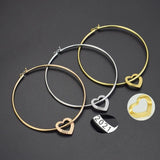Engraved Stainless Steel Bangle Year Number Bracelet with Heart Shape Charm