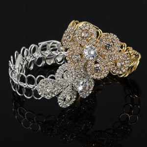 Silver Rhinestone Chain Bracelets Crystal Wedding Flower Bride