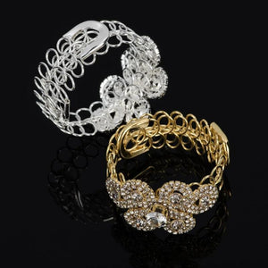 Silver Rhinestone Chain Bracelets Crystal Wedding Flower Bride