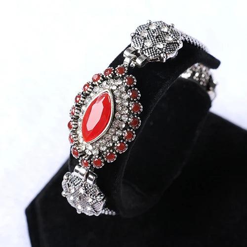 Bohemian Retro Silver Eye Resin Charm Crystal Bracelet Gift