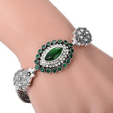 Bohemian Retro Silver Eye Resin Charm Crystal Bracelet Gift