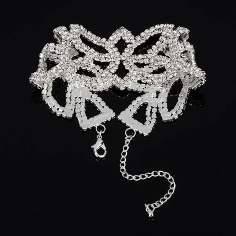 Bohemia Crystal Bridal Wedding Bracelet Vintage Rhinestone Cuff Bangle