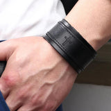 Kirykle Vintage Punk Leather Bracelet Rock Wide Cowhide Cross Bracelet