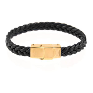 Leather Bracelet for Men Women Stainless Steel Bangles