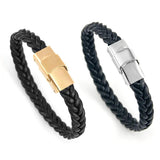 Leather Bracelet for Men Women Stainless Steel Bangles