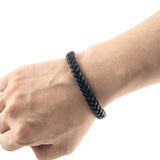 Leather Bracelet for Men Women Stainless Steel Bangles