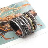 Bohemian Leather Cuff Bracelet with Crystal Charms
