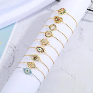Zircon Evil Eye Heart Round Bracelet Ethnic Jewelry