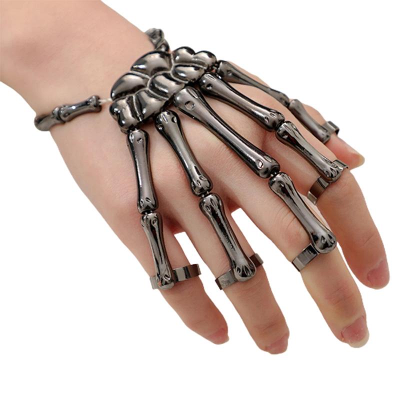 Steam Punk Bracelet Gothic Hand Skull Elasticity Couple Women Bracelet