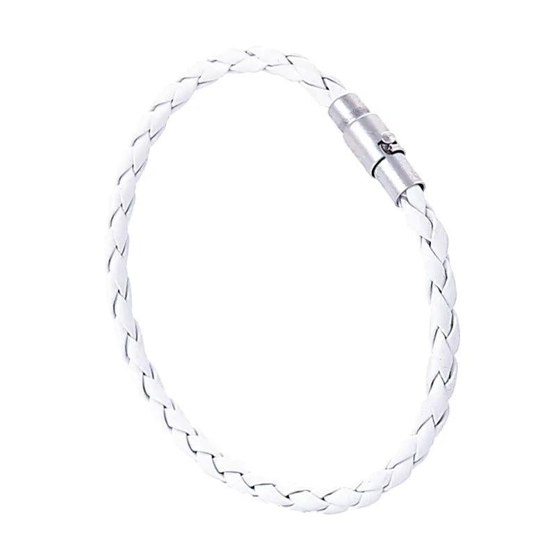 Men's Brown Braided Leather Bracelet Magnetic Clasp Jewelry 4 6mm