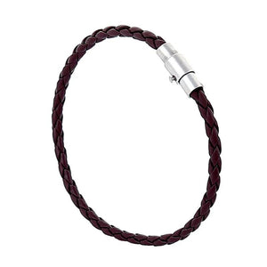 Men's Brown Braided Leather Bracelet Magnetic Clasp Jewelry 4 6mm