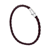 Men's Brown Braided Leather Bracelet Magnetic Clasp Jewelry 4 6mm
