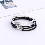 Men's Brown Braided Leather Bracelet Magnetic Clasp Jewelry 4 6mm