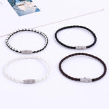 Men's Brown Braided Leather Bracelet Magnetic Clasp Jewelry 4 6mm