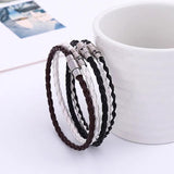 Men's Brown Braided Leather Bracelet Magnetic Clasp Jewelry 4 6mm