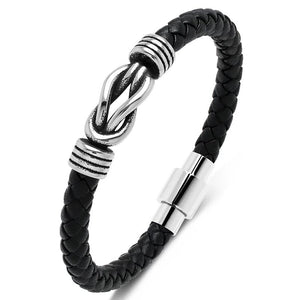 Retro Men Punk Bracelets Leather Stainless Steel Charm Bangles