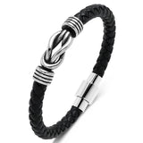 Retro Men Punk Bracelets Leather Stainless Steel Charm Bangles