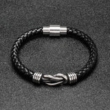 Retro Men Punk Bracelets Leather Stainless Steel Charm Bangles