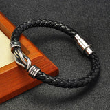 Retro Men Punk Bracelets Leather Stainless Steel Charm Bangles