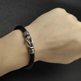 Retro Men Punk Bracelets Leather Stainless Steel Charm Bangles