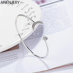 Silver Star Moon Zircon Bangles For Women