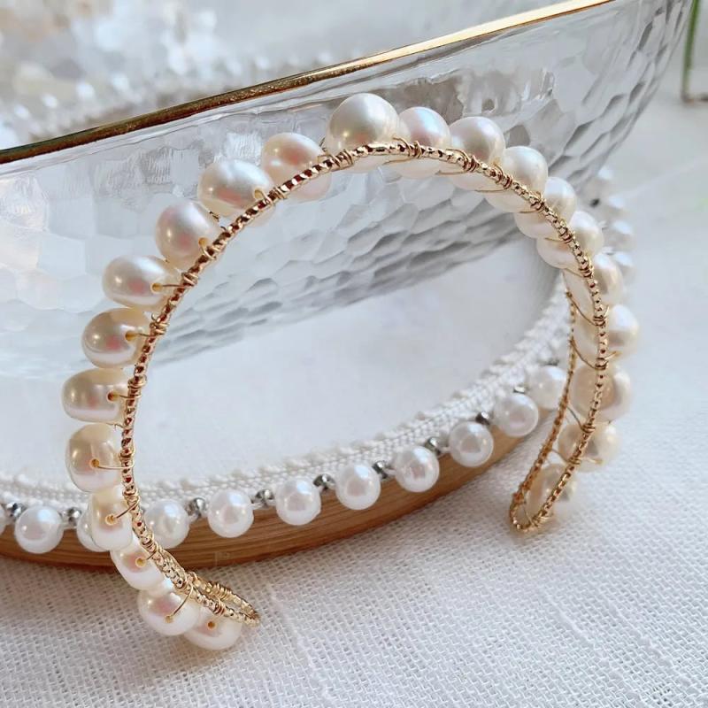 Baroque Pearl Bracelet Open Cuff Bangle for Women