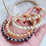 Baroque Pearl Bracelet Open Cuff Bangle for Women