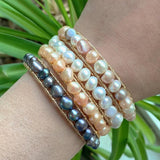 Baroque Pearl Bracelet Open Cuff Bangle for Women
