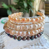 Baroque Pearl Bracelet Open Cuff Bangle for Women