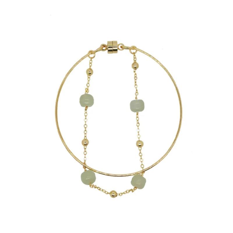 Green Stone Bracelet for Women Magnetic Open Bracelet Hand Chain Jewelry