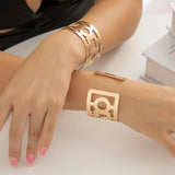 Geometric Metal Bracelet for Women Punk Style Hollow Opening Bracelet