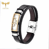 King Crown Men Bracelet Stainless Steel Leather Bracelets & Bangles