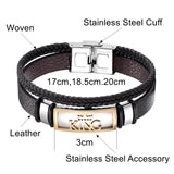 King Crown Men Bracelet Stainless Steel Leather Bracelets & Bangles