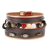 Multilayer Leather Bracelet Stone Beads Charm Femme Bangle Female Jewelry
