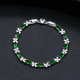 CZ Flower Leaf Bridal Charm Bracelet Bangle for Women